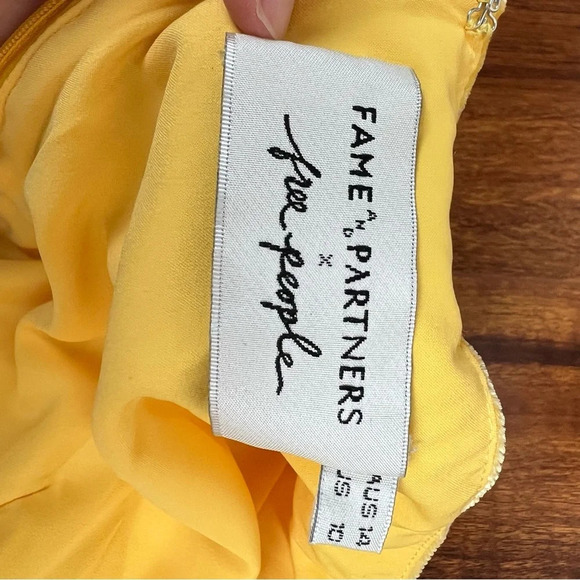Free People x Fame & Partners Caroline Dress in Velvet Marigold size 10 - Picture 5 of 6